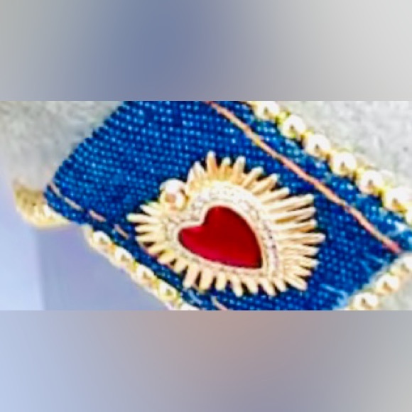 “Bursting Sacred Heart” of Jesus Immaculate Mary Catholic Ruby Red Jean Bracelet - Picture 15 of 16